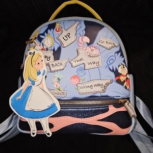 Alice in Wonderland Danielle Nicole Loungefly Backpack W/ Charm Used